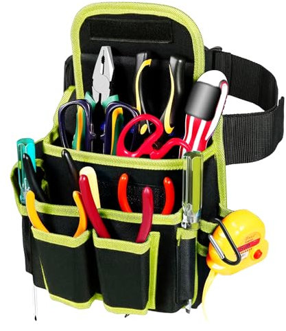 APOMOONS Cintura Porta Attrezzi, Cintura Attrezzi Porta Attrezzi da Lavoro,Regolabili Staccabili Cintura Elettricista Marsupio Lavoro per Elettricista,Falegname,Edilizia