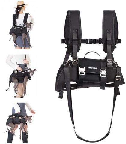 PETCUTE 4-in-1 Hunderucksack,Hundetasche für kleine Hunde,Einstellbar Hundegeschirr mit Abnehmbarem Schultergurt,Atmungsaktiv Hundegeschirr-Rucksack für große Hunde,S