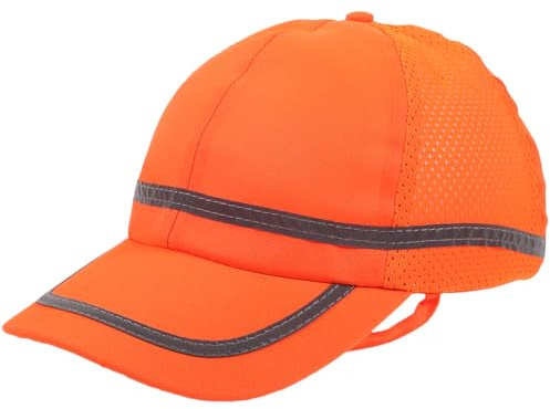 BAZEITFLOW Sombrero de Seguridad Reflectante con Visera para Protección Solar Gorra Transpirable para Actividades y con Tiras Reflectantes y Diseño Fresco Naranja