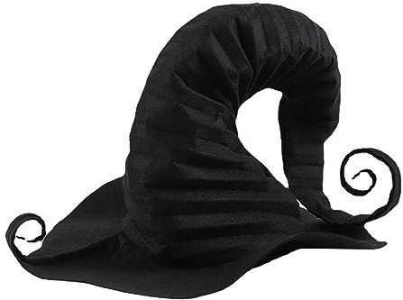Generisch Hut Trachtenhut Herren Damen Männer Frauen Halloween einfarbig lockiger Hexenhut (Black, One Size)