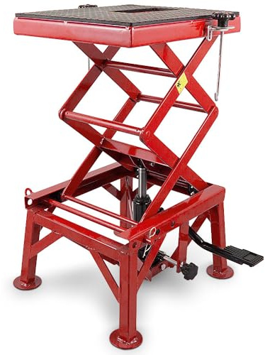 BITUXX Motorrad Ständer Montagebock Hebebühne hydraulische Motorradbühne Motorradhebebühne Bühne Motorradheber Enduro Montagelift Rot
