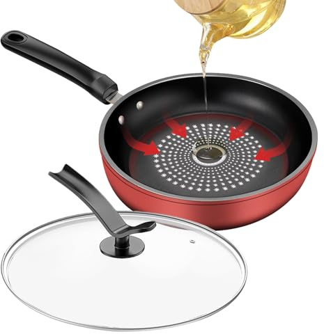 Genérico Sartén Antiadherente - Sartén De Tortilla Con Tapa Para Cocinas, Con Mango Cómodo Para Cocinar Filetes Tortitas Aperitivos