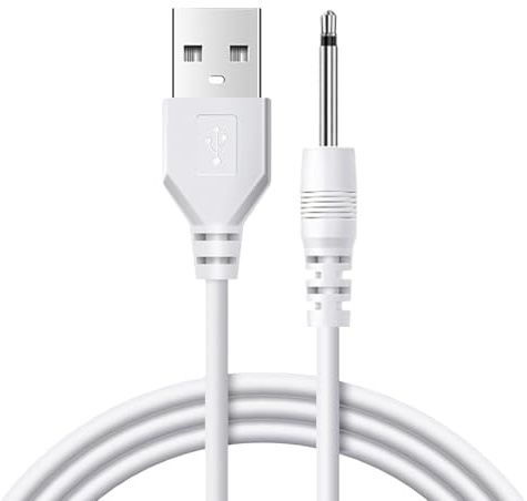 2.5mm USB DC Charging Cable 102cm/40inch - Fast Charging USB 2.0 to DC 5V Durable Copper Core Cable, White Portable Replacement Power Cord for Vibrator, Massager, Smartphones, Cameras & Small Devices