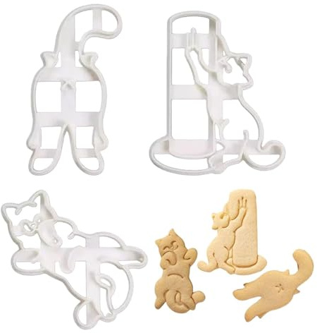 3 Pieces of Cute Cat Molds, DIY Cartoon Three-Dimensional Molds, Creative Plastic Biscuit Cutters, Baking Supplies, Suitable for Candy, Biscuits.