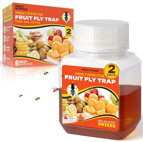 Fruit Fly Trap - Fruit Fly Traps Indoor for Home Use with Powerful Attractant - Odor Free, Long Lasting Fly Catcher Safe for Kids and Pets - Easy to Use, Up to 3 Weeks Protection (2 Pack)
