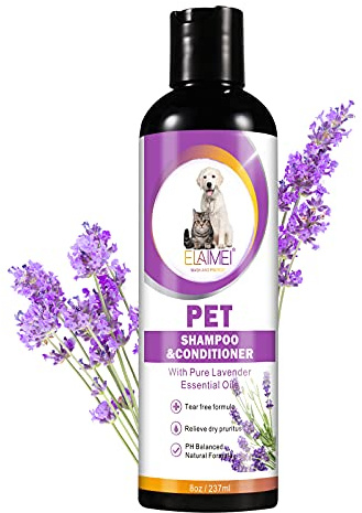 Hundschampo & kattschampo 237 ml – med lavendel för känslig hud – naturlig vård mot klåda och torr hud – lugnande doft – pH-neutral och vegansk (hundar och katter)