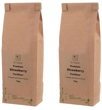 Dr Forest Organic Strawberry Fertiliser 3-2-7 - High Potash Slow Release Plant Food for Strawberries and Soft Fruit - Feed with Calcium - Made with Organic Ingredients - Handmade in Stockport