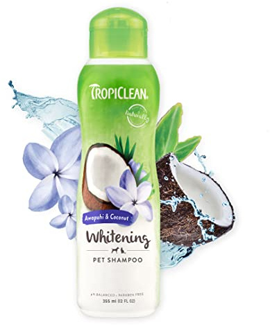 TropiClean Shampoo per Cani, Shampoo sbiancante per Cani e Gatti, Senza Sapone e parabeni, derivato da ingredienti Naturali, utilizzato dai toelettatori, Awapuhi e Cocco, 355 ml