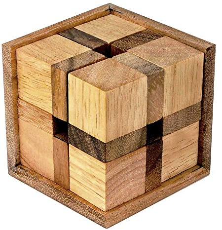 Logica Spiele Art. Diabolicus - 3D Denkspiel aus Edlem Holz - 3D Knobelspiel - 3D Geduldspiel - Schwierigkeit 4/6 Extrem - Leonardo da Vinci Kollektion