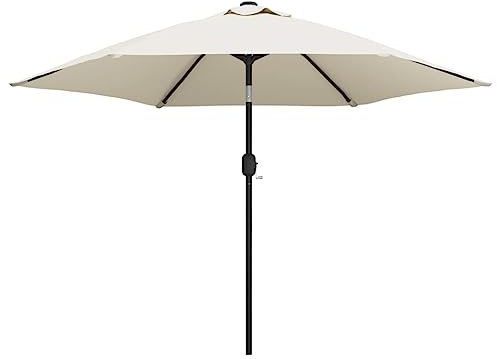vidaXL LED Cantilever Umbrella - UV-protective Outdoor Furniture with Solar-Powered LED Lights and Wind Vent - Sand White Polyester Canopy