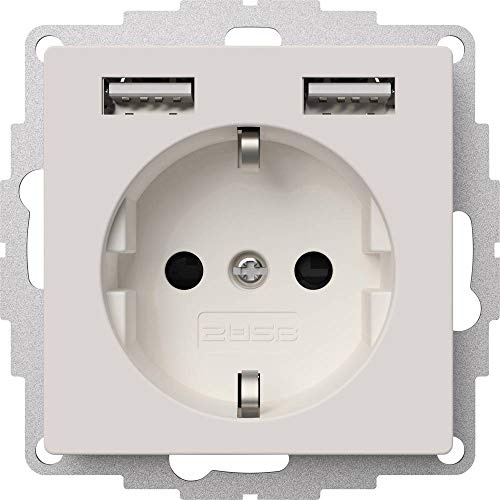 2USB - Unterputz-USB-A Steckdose chargeMAX 12 W (2,4 A) - 32 mm Tiefe - Energieeffizient - Schlankes Design - Weiß