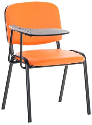 CLP Chaise Visiteur Ken Similicuir et Tablette Rabattable I Chaise Salle de Conférence Stable Confortable Dossier et Assise Rembourrés I Couleur, Couleur:Orange