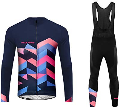 UGLY FROG Damen MTB Winter Fleece Radtrikot Set Fahrrad Trikot Langarm + Radlerhose Thermo Winddicht DEHJK12