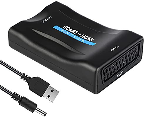 Goldoars Convertitore Scart a HDMI Adattatore Video Audio 1080P/720P HD Supporto PAL NTSC SECAM per PS4 PS3 TV DVD, Nero