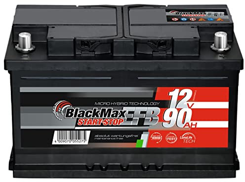 Autobatterie Start-Stop EFB 12V 90Ah 900A BlackMax Starterbatterie statt 65Ah 70Ah 75Ah