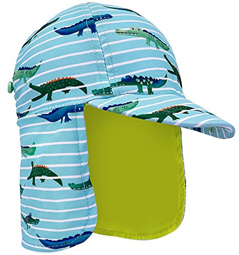 Gifts Treat Baby Jungen Sonnenhut,UPF 50+ Sonnenschutz-Badekappe für Baby-Jungen, schnell trocknende Jungen-Sonnenmütze mit Nackenschutz für Strand und Meer, Krokodil, 4-6 Jahre