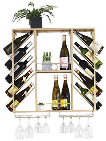 MYBA Weinregal Regalwand Wein Wohnzimmer Kreative Rotwein Halter befestigt Hauptdekoration Wandbehang Weinklimaschrank Flasche Anzeige Regale Flaschenregal (Color : Gold)