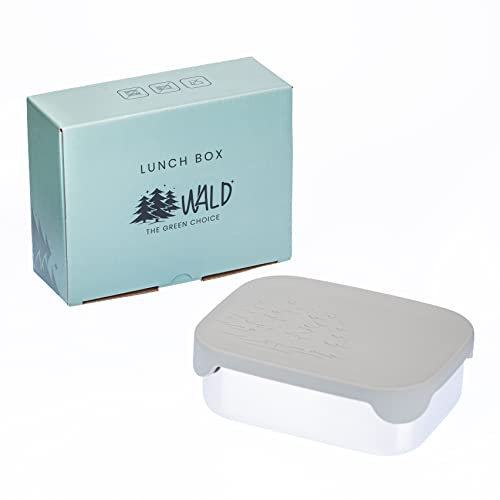 Wald The green choice Edelstahl Lunchbox, Jausendose, Brotdose, Jausenbox mit Silikondeckel, leicht und einfach zu öffnen, drei fixe Fächer, 800 ml Fassungsvermögen - ideal für den Kindergarten