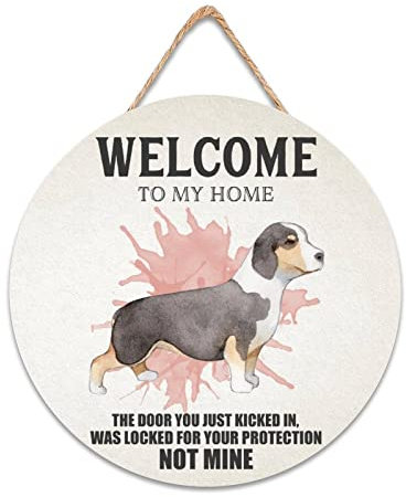 CustonCares Dog Home Schild Welcome to My Home Fall Veranda Dekor Hund Papa Geschenk für Männer Willkommen Haustürschild Vintage Hängeschild Hausbesitzer Geschenke 30,5 x 30,5 cm rund