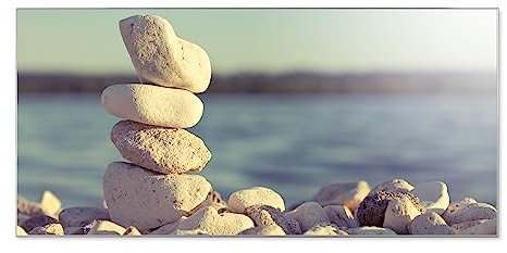 banjado® Magnettafel silber 78 x 37cm / Magnetwand aus Metall/Magnetpinnwand Memoboard/Pinnwand Magnettafel Küche, Büro, Kinderzimmer inkl. 4 Magnete & Montageset Motiv Leichte Steine