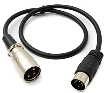 System-S Audio Kabel 50 cm XLR 3 polig Stecker zu DIN 5 polig Stecker Adapter in Schwarz