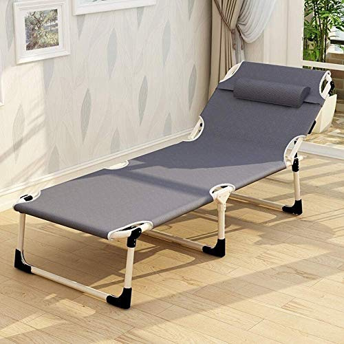 Sun Lounger Garden Chairs Folding Bed Single Recliner, Office Nap Lunch Bed Accompanying Bed Widening Angle Adjustable Camp Bed