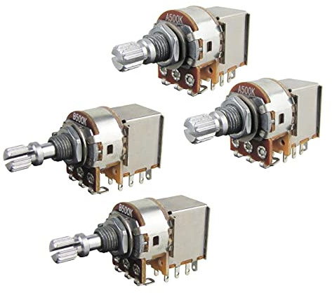 FLEOR A500K+B500K Potentiometer-Set, Push-Pull-Kontrolltopf, kurze, geteilte, gerändelte Welle, 15 mm, für Gitarren-Bass-Lautstärke- oder Klangregelung (Set mit 2 A2B)
