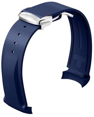Wentokye Gummi-Armband mit gebogenem Ende, kompatibel mit Omega Rolex Tudor Seiko 20 mm 22 mm, Seamaster Speedmaster Diver 150 m 300 m 600 m Omega X Swatch Moonwatch Watch Ersatzband für Herren und
