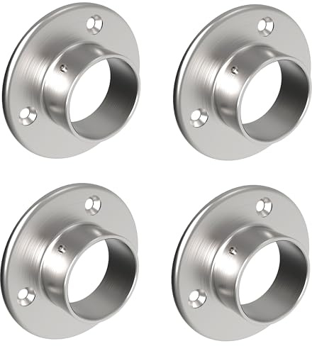 Sellon24® 4 x Edelstahl Wandanschluss für Rohr Ø 42,4 Steckfitting Wand Boden Flansch V2A Fuß Adapter Rohr Geländer S24U-0505-042-B