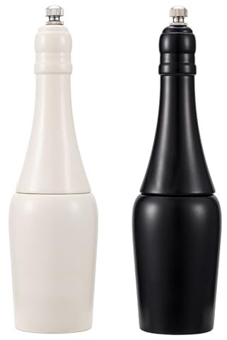 BAILEYU Salz und Pfefferstreuer Set Massivholz Pfeffermühle Rose Salz Gewürzmühlen Weinflaschenform Einstellbare Grobheit Küchenwerkzeuge, 20cm