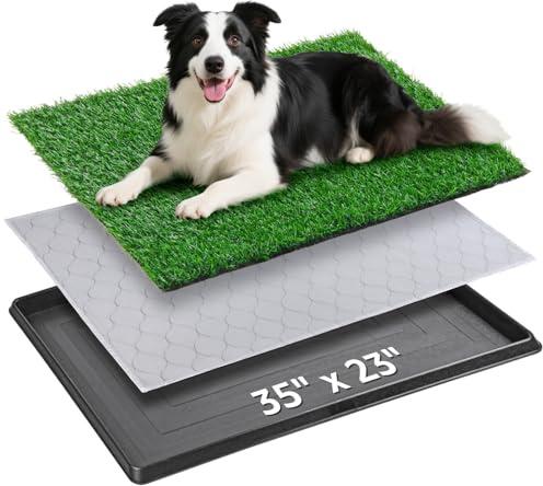 PICK FOR LIFE- Orinal portátil para Interior y Exterior con césped Artificial para Perros, Sistema Completo de Orinal con bandejas, tapete para balcón con césped Artificial y Almohadilla Lavable para