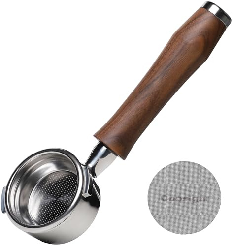 Coosigar 58mm Bottomless Portafilter | Fits for Gaggia machines| Stainless Steel portafilter and Walnut wood Handle|Espresso Machine Accessories(Walnut)