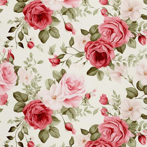 HEKO PANELS Stoff Oxford Wasserdichte Meterware Canvas-Stoff Polyester Nähstoff Dekostoffe Handwerken Wasserabweisend Blickdicht Blumenmuster Blumen Aquarell Wasserfarbe 1 Meter 155 x 100 cm DX2057