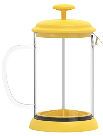 Gralara Thickened Borosilicate Glass Coffee Maker Pot Heat Resistance Easy to Clean No Coffee Ground Espresso Plunger 800ml for Kitchen Home, Yellow
