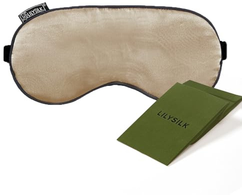 LILYSILK 100% reine Seide Schlafmaske Augenbinde Natürliche Seide gefüllte Augenabdeckung Weiche hautfreundliche Schlafaugenmaske mit verstellbarem Riemen für Frauen und Männer Kaffee