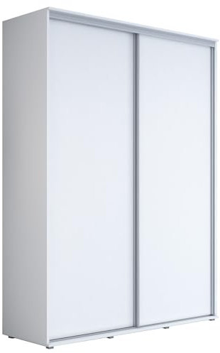 Meble Slupia Kleiderschrank Schiebetüren Maja - 190x242x61 cm - Schrank Schlafzimmer, Vorraum, Garderobe - Geteilte Tür, Kleiderstange, Ohne Spiegel - Holzwerkstoff, Weiß