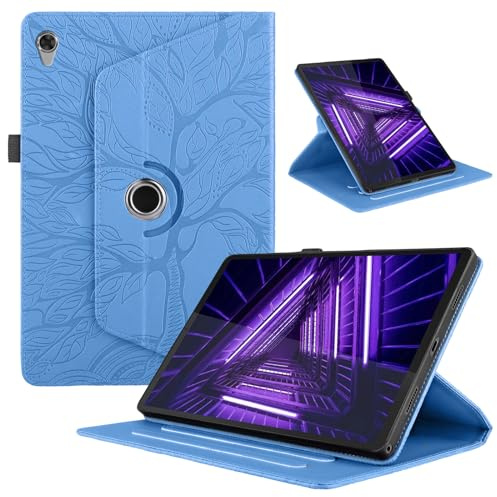 TEDTIKJT Fodral för Lenovo Tab M10 HD (2:a Gen) 10,1 tum 2020 TB-X306X Tablet Fodral PU Läder 360° Multi Vridbar Vinkel Hållare Skyddshölje Lenovo Tab M10 HD Gen 2, Blå Träd