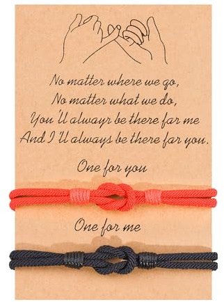VGWON Pinky Promise Freundschaftsarmband, Pärchen Armband, Eltern-Kind | Schwester Abschlusspaar Beste Freundin Geburtstagsgeschenk, 2 Handgefertigte Passende Armbänder