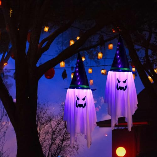 SALADOCY Luci di Halloween per Esterni, 2 Pezzi Fantasma, Migliori Decorazioni Appese per Cortile, Patio, Feste (P)