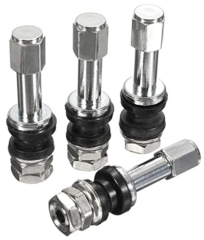 4 Piezas Universal Válvula de neumático de Coche TR48E Llanta sin cámara para Coche atornillable Válvula con Tapa guardapolvo Metal de Acero Inoxidable Tapas de Válvula de Boca Recta