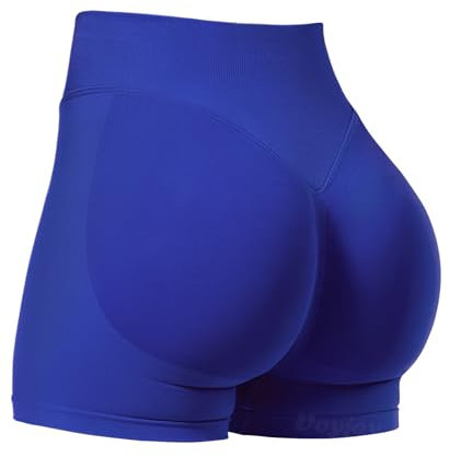 VOYJOY Damen Workout-Shorts 6,3 cm / 9,1 cm / 11,4 cm / 15,2 cm, Scrunch Butt Lifting, Fitnessstudio, nahtlose Biker-Shorts, Blau (Deep Sea), Klein