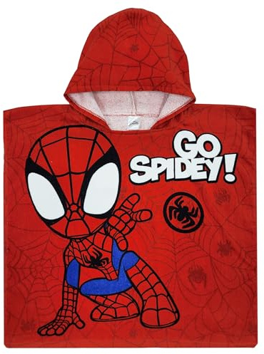 Marvel Spidey - Toalla con capucha para niños, diseño de Spiderman Poncho, toalla de baño con capucha (Spidey, talla única)
