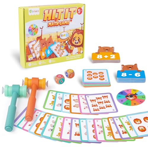 D-FantiX Rechen Spiele ab 4 5 6 7 8 9, Addition und Subtraktion Spiele für Kinder, Mathe Spass Spiel für Kindergarten Elementar 1. 2. 3. Klasse, Montessori Mathe Lernspiele