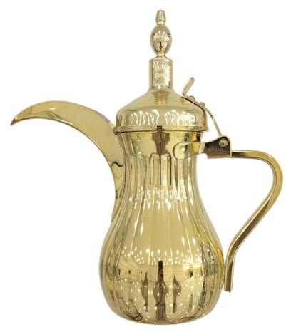 FLCPJGV Caffettiera araba Teiera per caffetteria con Manico Bollitore per Latte Domestico Robusto Multiuso Pentola a Becco d'aquila, Oro 700ml