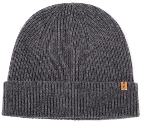 TOP-EX Übergroße Kaschmir Merinowoll Unisex Schädelmütze mit Umschlagrand gestrickte Wintermütze