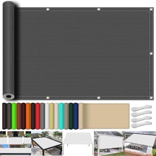 Vela Ombreggiante Rettangolare Impermeabile 150 x 540 cm, Antivento, Alta Protezione Solare, Pes Protezione UV 98%, Tenda a Vela Parasole Quadrata, per Giardino Terrazza, Grigio Scuro