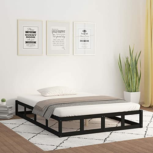Iiaky Massivholzbett Bettgestell Bed Frame Bett Mit Bettkasten Hausbett Bett Massivholz Schwarz 160x200 cm
