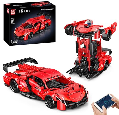 Mould King 15057 Technik Sportwagen Bausteine, 1365 Teile Fernbedienung App Transformation Roboter Spielzeug mit Motoren, Spielzeugauto Geschenke