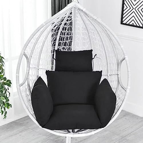 Schwarzer Rattan-Eistuhl, Loungesessel, höhenverstellbar, für drinnen und draußen, weiches Kissen, Hinterhof, Garten, Balkon, Rasen, Wohnzimmer