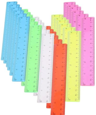 Règle transparente de 15 cm, 36 pièces, règle en plastique, règle de précision, outil de mesure, gradué en centimètres et pouces règles colorées, pour maison, école, bureau